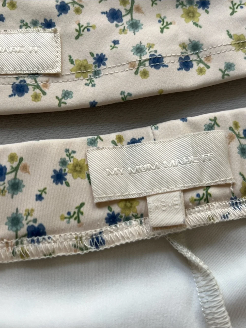MyMumMadeIt Cream Floral Shorts and Top Set with Blue and Yellow Blooms - XS/S